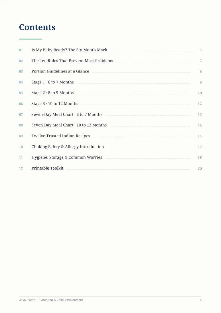 The Indian Baby Food Chart (6 to 12 Months) — sample page 2