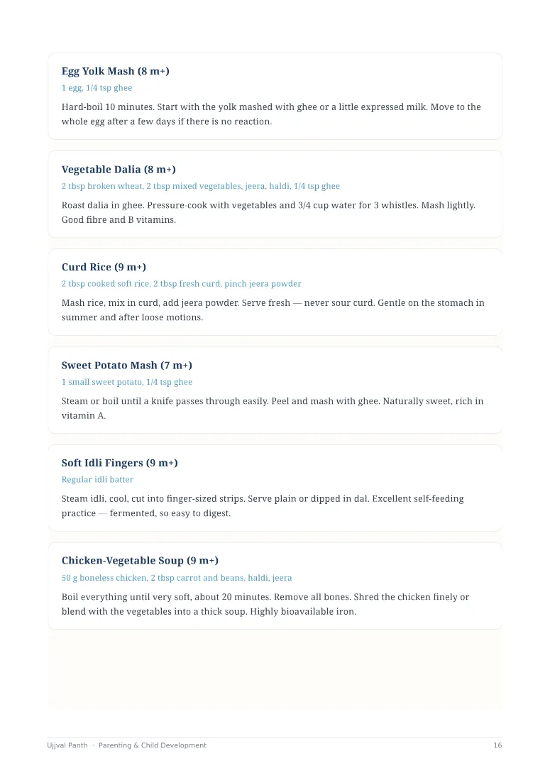 The Indian Baby Food Chart (6 to 12 Months) — sample page 6